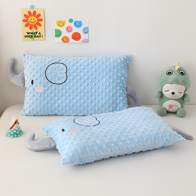 2pcs (pillowcase + Pillow Core). Elephant Pillowcase + Pillow Core, Cartoon Pillowcase, Bean Plush Fabric, Exquisite Embroidery, 3D Comfort Pillow - Skin-friendly and Breathable, Zippered Closure, Fluffy and Soft, Non-sagging, High-elastic Fiber.