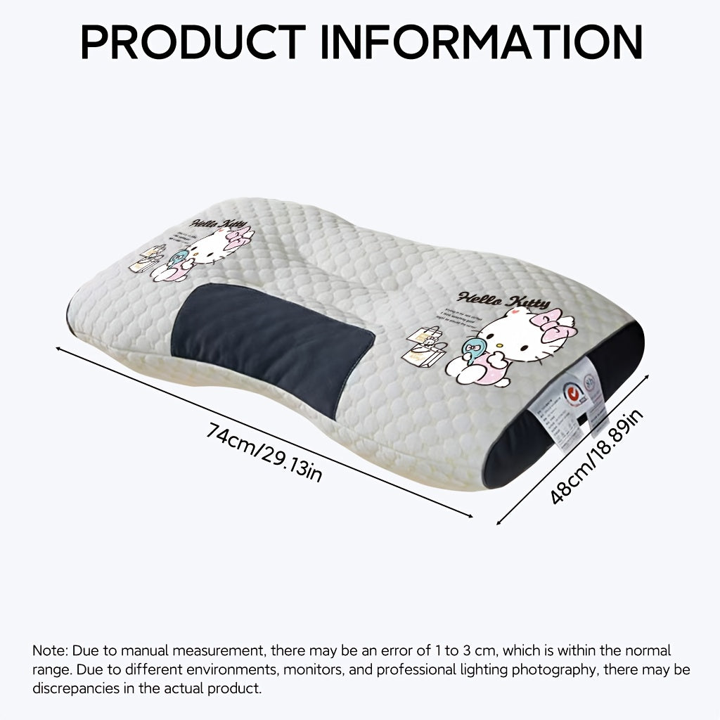 Hello Kitty Themed Pillow by Sanrio, Designed for Ergonomic Support, Featuring a High-Quality Core That Alleviates Neck Strain, Promotes Comfortable Sleep, Serves As a Playful Decor Item, Boasts an Adorable Design, Has Durable Stuffing