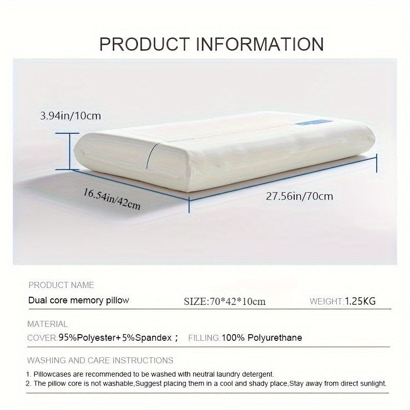 Introducing a New Dual Core Deep Sleep Pillow Designed Specifically for Neck Support with Slow Rebound Function. This Hotel Grade Adult Pillow Core Is Made of Highly Elastic and Breathable Materials, Designed with Ergonomics in Mind