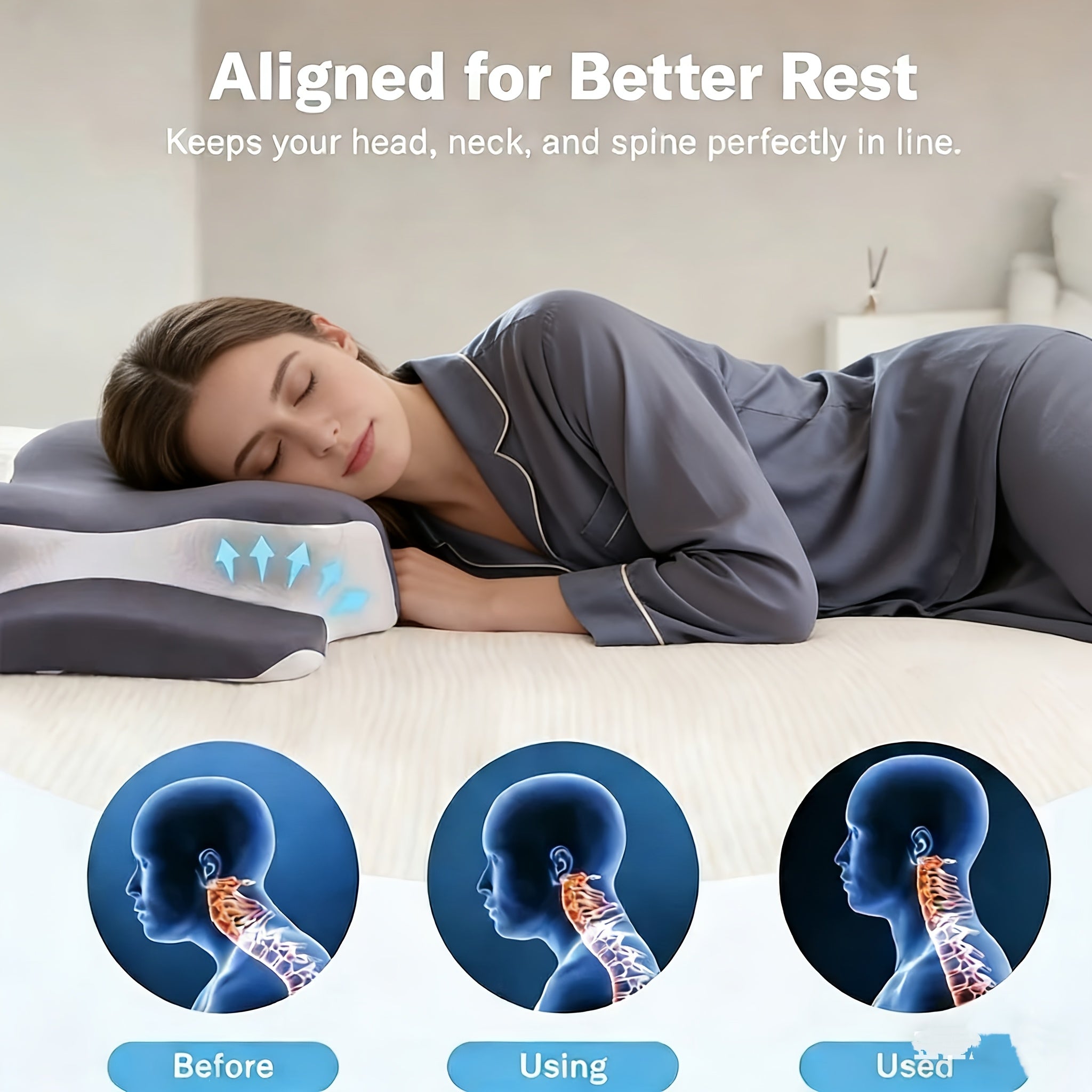 Cervical Pillow, Neck Pillow, Butterfly-Shaped Memory Foam Pillow for Ergonomic Neck, Rebound Relaxation Neck Pillow, Suitable for Back And Side Sleepers, Comes with a Machine-Washable Pillowcase