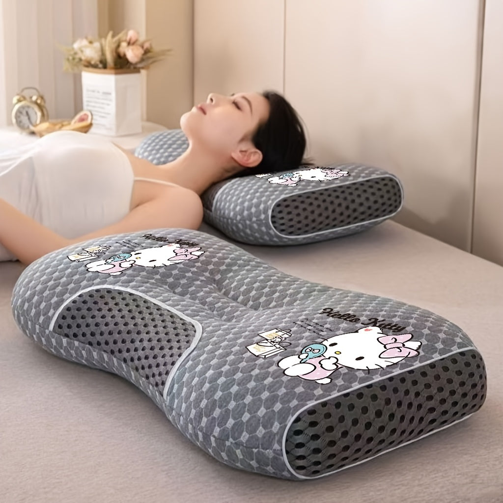 Hello Kitty Themed Pillow by Sanrio, Designed for Ergonomic Support, Featuring a High-Quality Core That Alleviates Neck Strain, Promotes Comfortable Sleep, Serves As a Playful Decor Item, Boasts an Adorable Design, Has Durable Stuffing