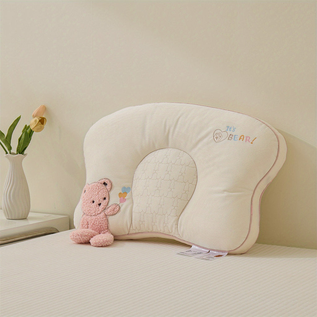 1pc Cute Bear-Shaped Cuddly Pillow with Plush Bear Face & Heart Cutouts - All-Season Neck & Cervical Support, Soft Stuffed Animal Bed Accessory for & s, 100% Polyester Filling (Bed, Sofa, Travel)