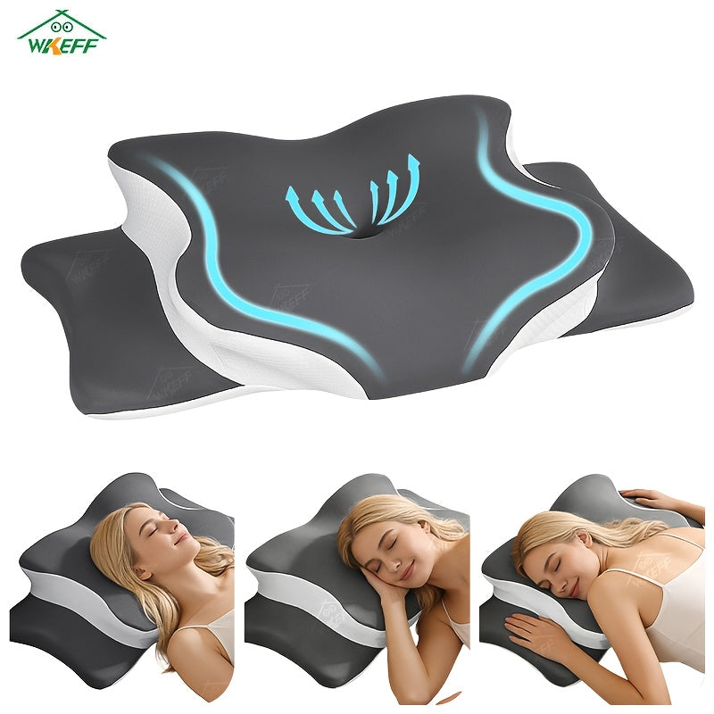 Cervical Pillow, Neck Pillow, Butterfly-Shaped Memory Foam Pillow for Ergonomic Neck, Rebound Relaxation Neck Pillow, Suitable for Back And Side Sleepers, Comes with a Machine-Washable Pillowcase