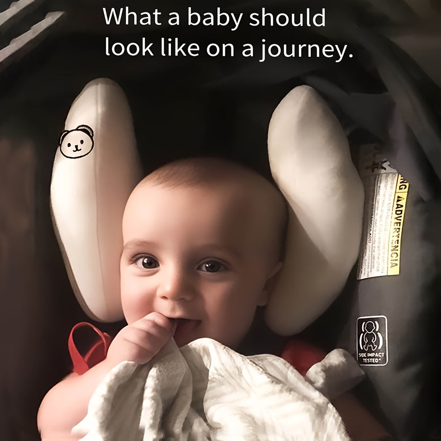 1 Youngsters's Travel Pillow - Neck and Head Support Cushion with Cartoon Pattern, Suitable for Car Seats and Strollers