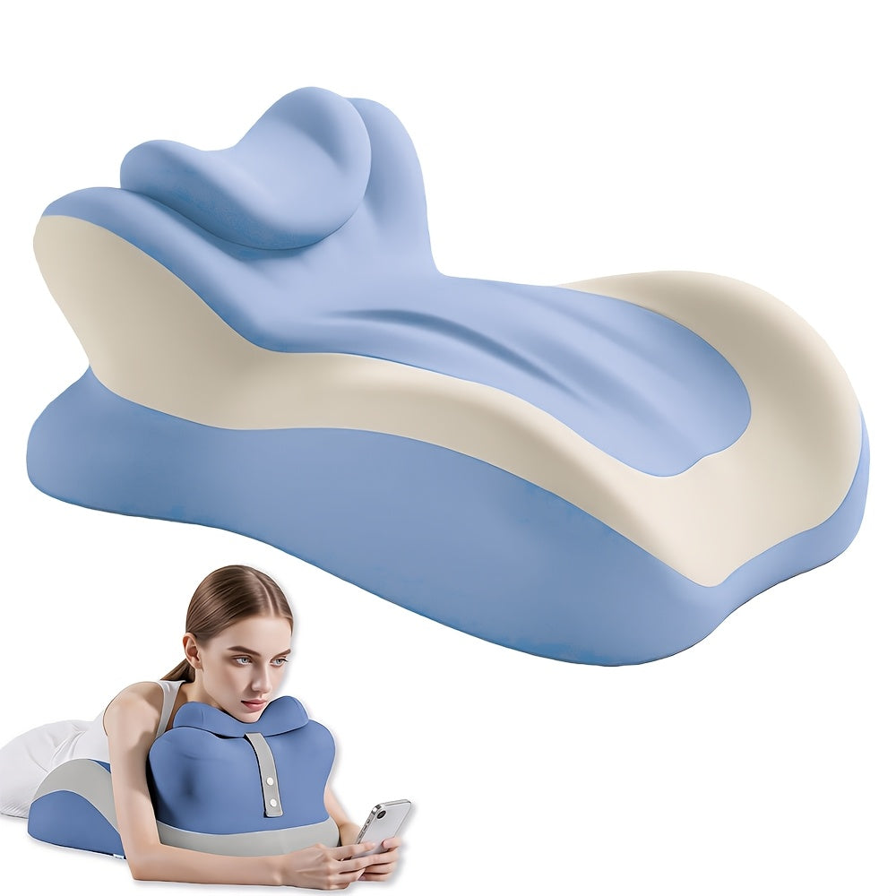 Set of 2 Ergonomic Support Cushions, Including a Smaller Pillow. Versatile Prone Pillow, Breathable for Bed Use, Ideal for Side And Back Sleepers, Made of Memory Foam, with a Removable Cover, Providing Multi-Functional Back Support