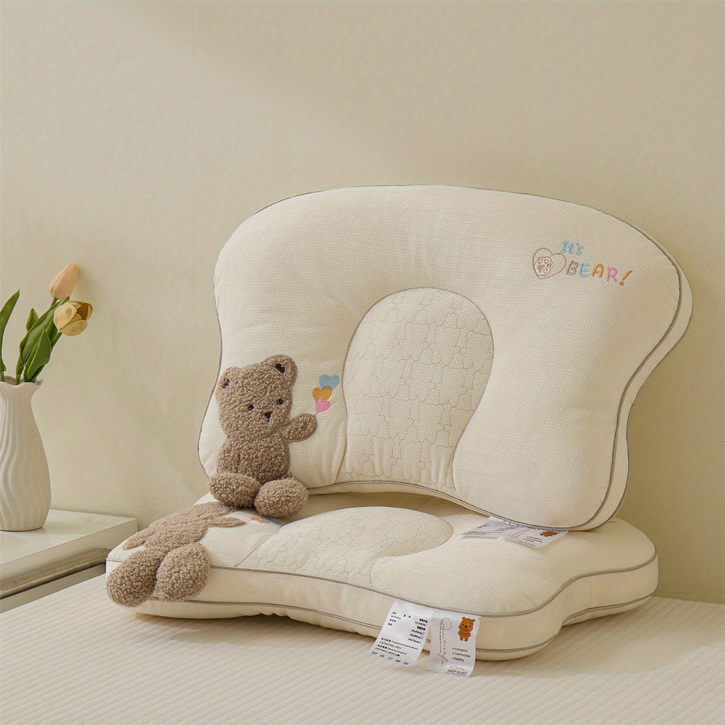 1 Adorable Bear-shaped Pillow • Plush Bear Face and Heart-shaped Cutout • Four-season Neck and Cervical Support • Soft Stuffed Animal Bed Accessory • Comfortable Fit • Supportive • All-season Support • Modern Style • Exquisite Gift