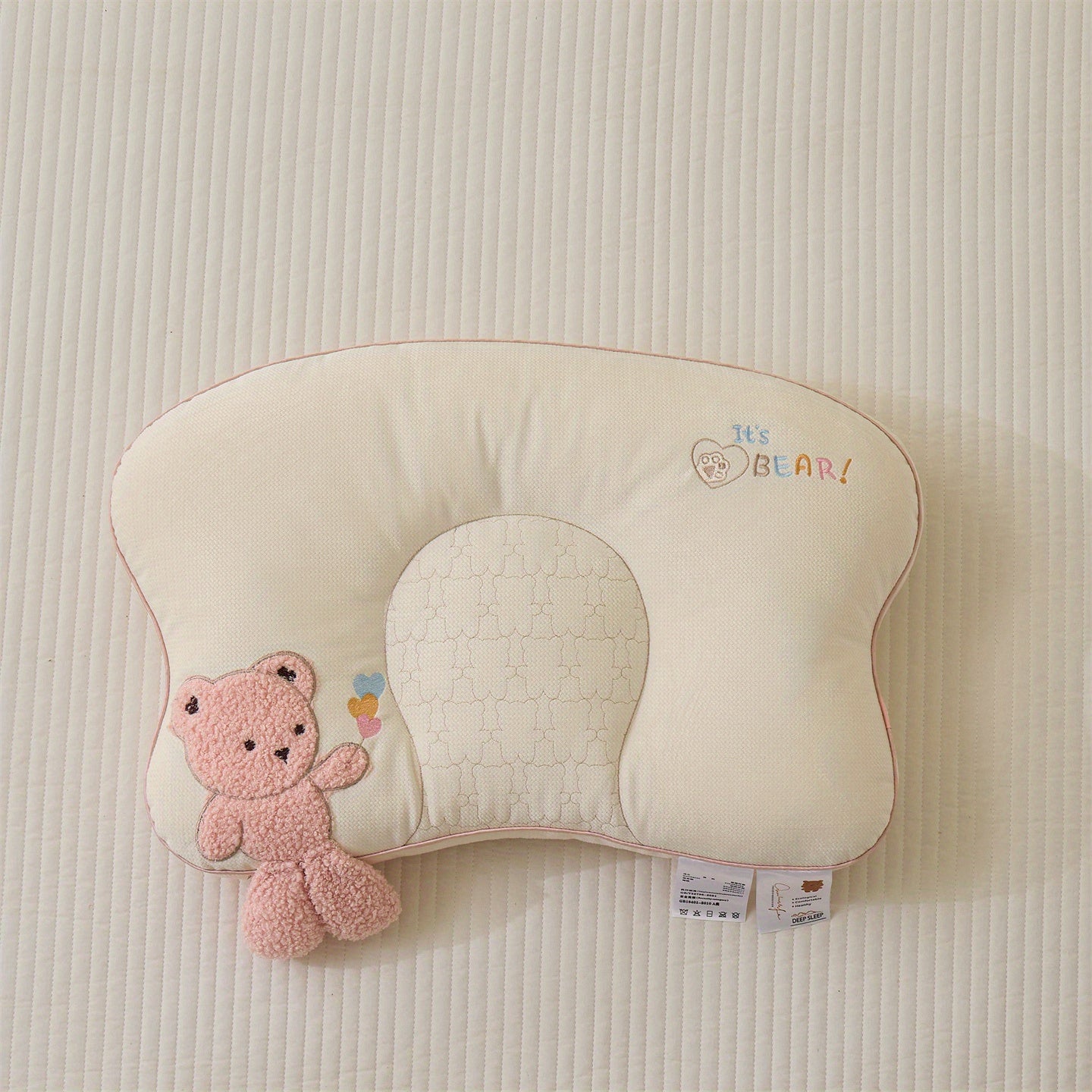 1 Adorable Bear-shaped Pillow • Plush Bear Face and Heart-shaped Cutout • Four-season Neck and Cervical Support • Soft Stuffed Animal Bed Accessory • Comfortable Fit • Supportive • All-season Support • Modern Style • Exquisite Gift