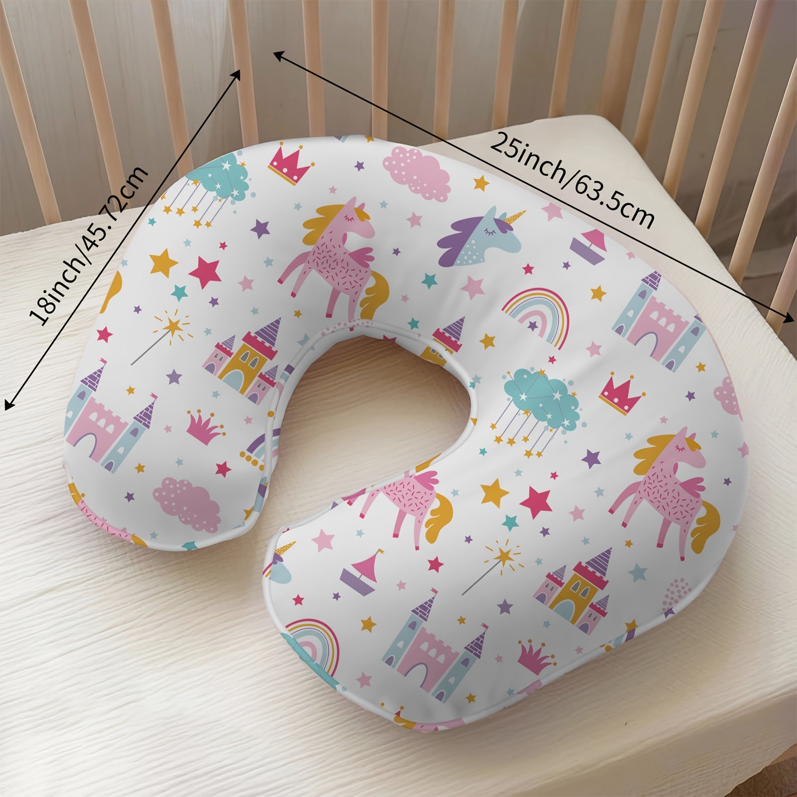 Nursing Pillow, Breastfeeding Pillow for Moms, Ergonomic Nursing Essentials for Bottle and Breastfeeding with Cover and Breathable Filling, Feeding Support Pillow 0-12 Months, Multifunctional Support Cushion for Travel