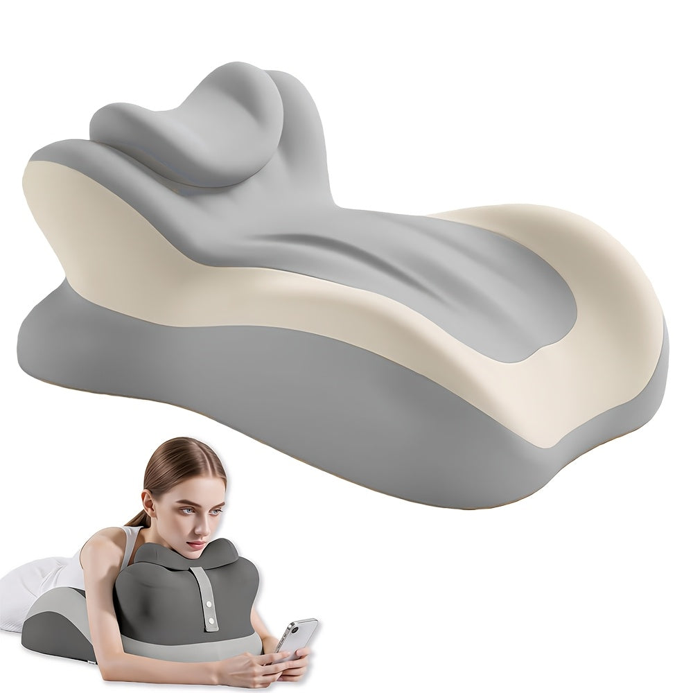 Set of 2 Ergonomic Support Cushions, Including a Smaller Pillow. Versatile Prone Pillow, Breathable for Bed Use, Ideal for Side And Back Sleepers, Made of Memory Foam, with a Removable Cover, Providing Multi-Functional Back Support