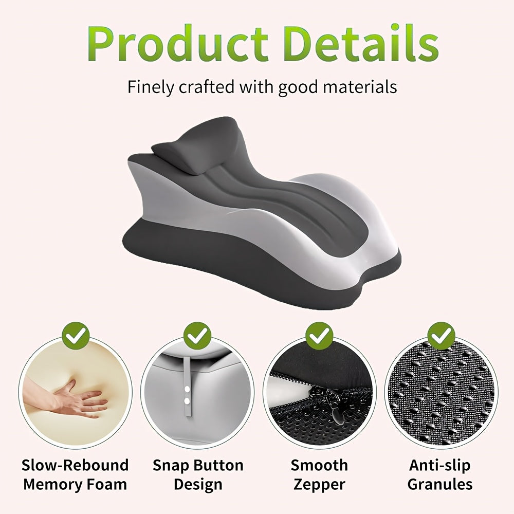 Set of 2 Ergonomic Support Cushions, Including a Smaller Pillow. Versatile Prone Pillow, Breathable for Bed Use, Ideal for Side And Back Sleepers, Made of Memory Foam, with a Removable Cover, Providing Multi-Functional Back Support