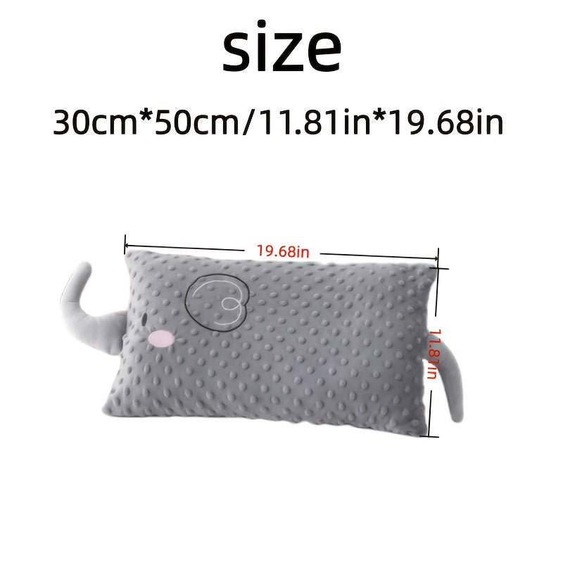 2pcs (pillowcase + Pillow Core). Elephant Pillowcase + Pillow Core, Cartoon Pillowcase, Bean Plush Fabric, Exquisite Embroidery, 3D Comfort Pillow - Skin-friendly and Breathable, Zippered Closure, Fluffy and Soft, Non-sagging, High-elastic Fiber.