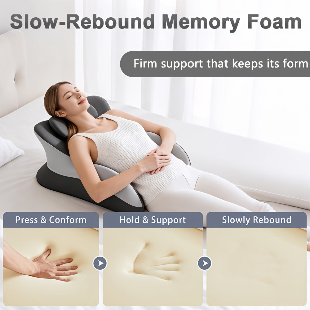 Set of 2 Ergonomic Support Cushions, Including a Smaller Pillow. Versatile Prone Pillow, Breathable for Bed Use, Ideal for Side And Back Sleepers, Made of Memory Foam, with a Removable Cover, Providing Multi-Functional Back Support