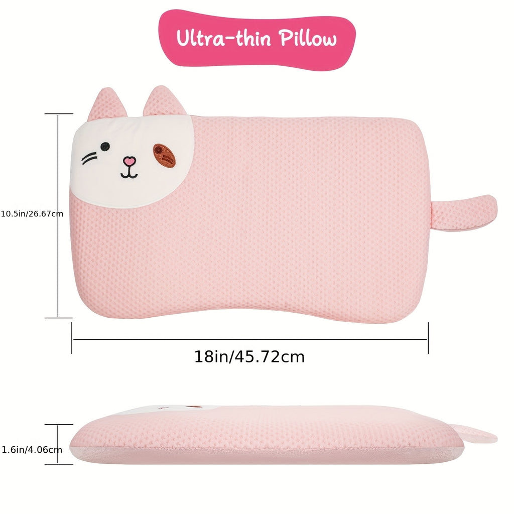 Ultra-Soft Pillow, Ultra-Thin Pillow, All-Season Pillow with Cartoon Design, Includes Pillowcase for Easy Sleep