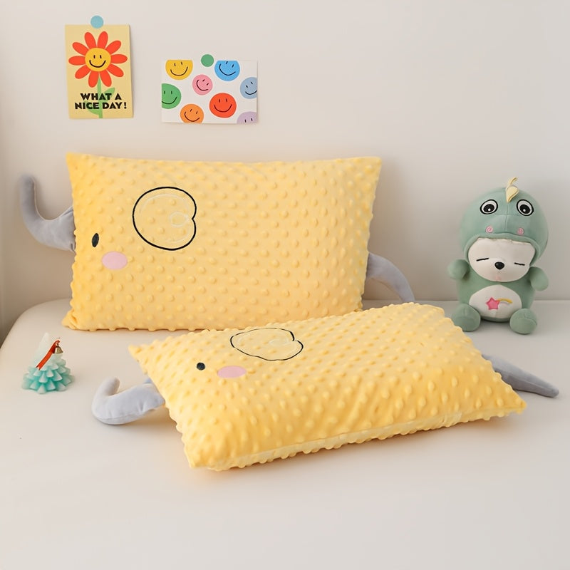 2pcs (pillowcase + Pillow Core). Elephant Pillowcase + Pillow Core, Cartoon Pillowcase, Bean Plush Fabric, Exquisite Embroidery, 3D Comfort Pillow - Skin-friendly and Breathable, Zippered Closure, Fluffy and Soft, Non-sagging, High-elastic Fiber.