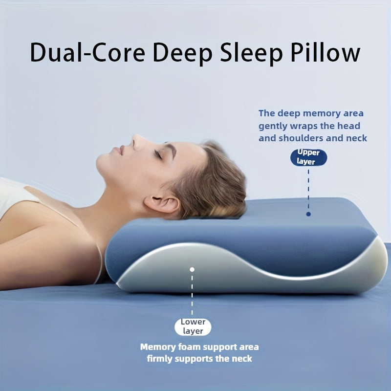 Introducing a New Dual Core Deep Sleep Pillow Designed Specifically for Neck Support with Slow Rebound Function. This Hotel Grade Adult Pillow Core Is Made of Highly Elastic and Breathable Materials, Designed with Ergonomics in Mind