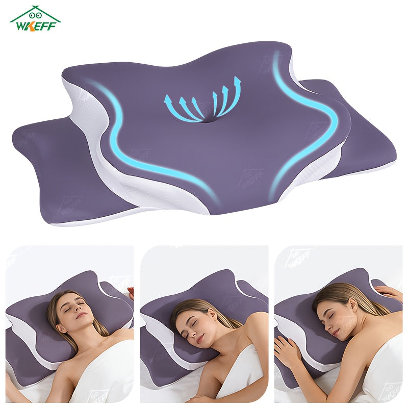 Cervical Pillow, Neck Pillow, Butterfly-Shaped Memory Foam Pillow for Ergonomic Neck, Rebound Relaxation Neck Pillow, Suitable for Back And Side Sleepers, Comes with a Machine-Washable Pillowcase